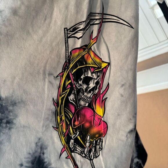 Affliction Black Label Black And White Tie Dye Sacred Earth Shirt Size Medium - Picture 4 of 6